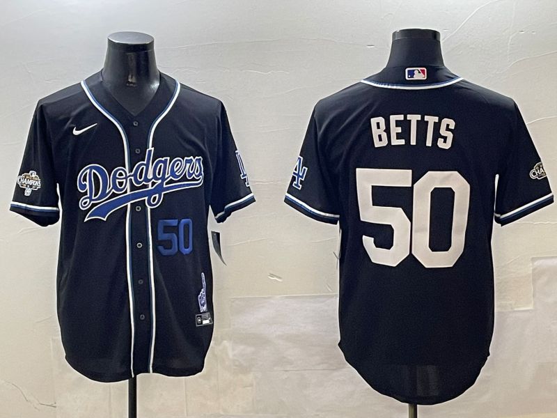 Men Los Angeles Dodgers 50 Betts Black Fashion Game 2025 Nike MLB Jersey style 3065